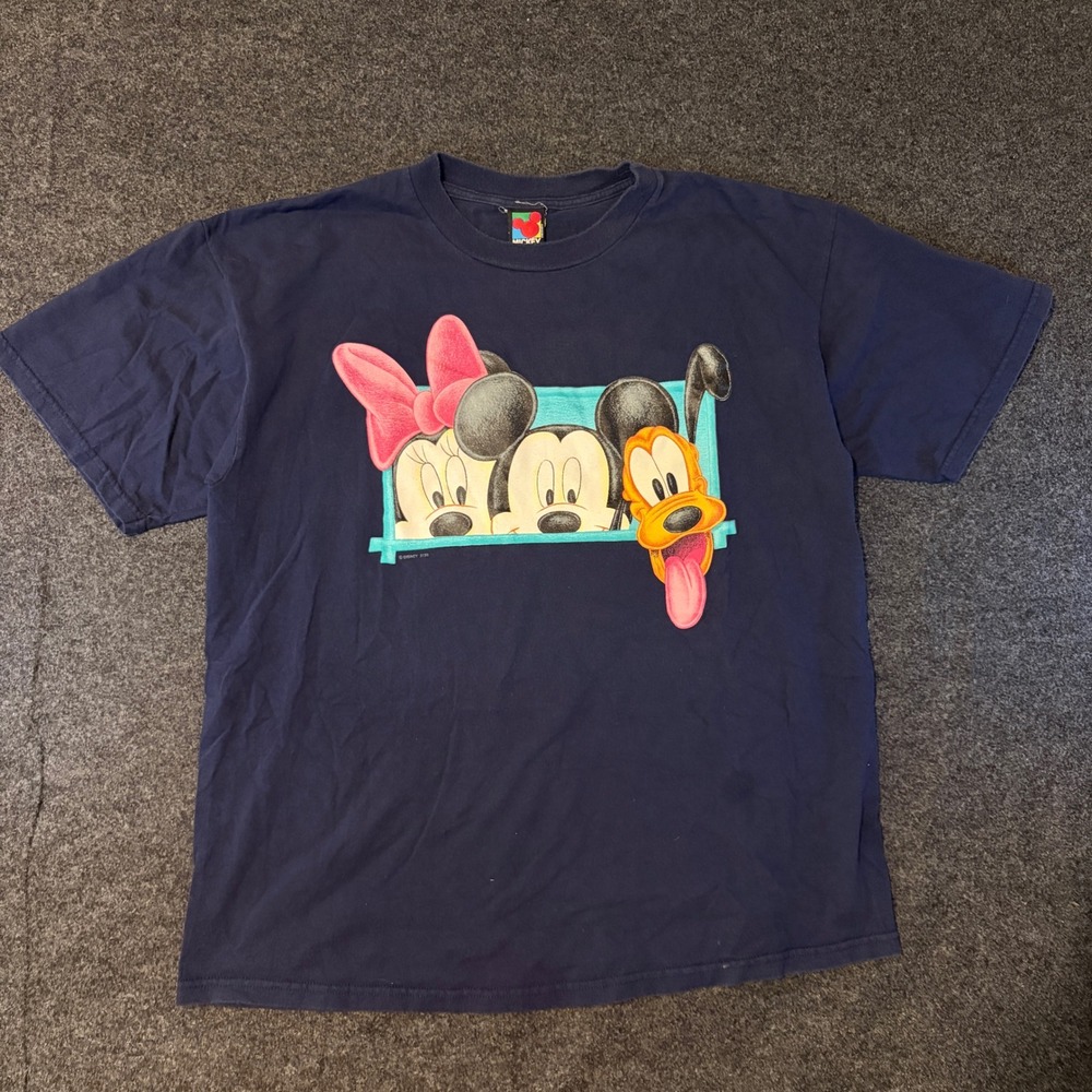 Vintage Mickey Unlimited Disney T-Shirt Mens XL Navy Mickey Minnie Pluto 90s